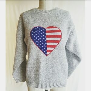 Vintage Heart USA Flag Sweater